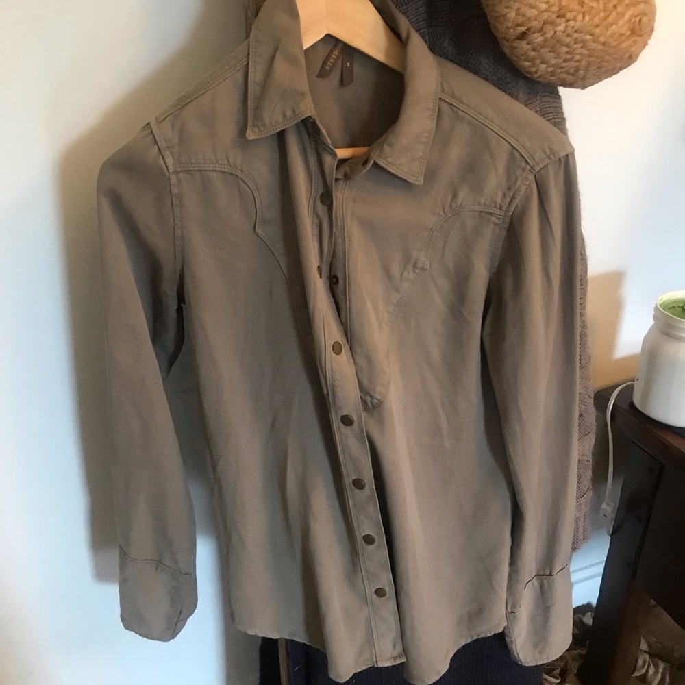 Stetson Sage Green Yolk Collar Snap Button Shirt